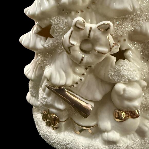 Vintage Y2K White Gold Ceramic Light Up Christmas Tree Star Cutouts Home Decor - Picture 4 of 9